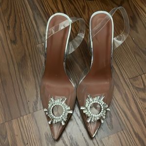 No name brand clear jeweled sling back size 42 Euro 10.5 women’s never worn